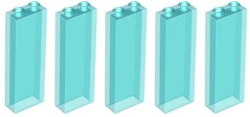 5 szt LEGO 46212 Trans-Light Blue Brick 1x2x5 without Side Supports NOWE