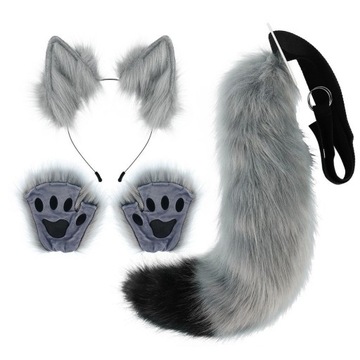3 piece set Uszy i ogon pluszowe Uszy wilka smni