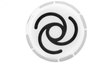 Soczewka przycisku 22mm płaska biała z symbolem