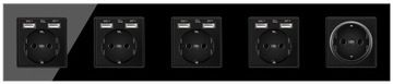 PIĘCIOKROTNIE GNIAZDO 5X GNIAZDKO SZKLANE + 8X USB