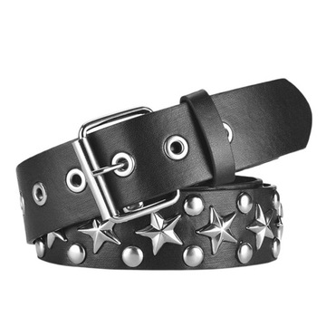 Women Men Black Belt Punk Bullet Stud Rivet Faux