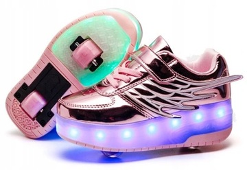 BUTOROLKI BUTY Z ROLKAMI ROLKI WROTKI LED RÓŻOWE Z POLSKI ROZMIAR 30