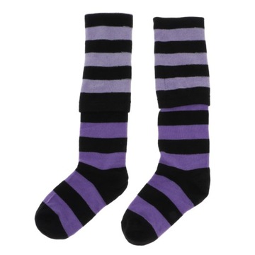 Women s Striped Long Socks Knitted Boots Purple