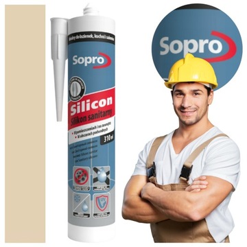 Silikon Sanitarny SOPRO Uniwersalny Grzybobójczy 310ml beż bahama 34