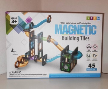 Klocki magnetyczne 3D 45 sztuk tor kulkowy