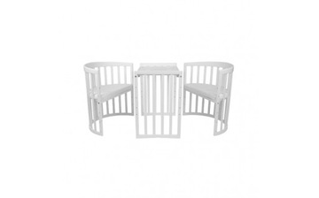 ДЕРЕВЯННАЯ КРОВАТЬ, БЕЛАЯ, ОВАЛЬНАЯ, 7 В 1 + МАТРАС