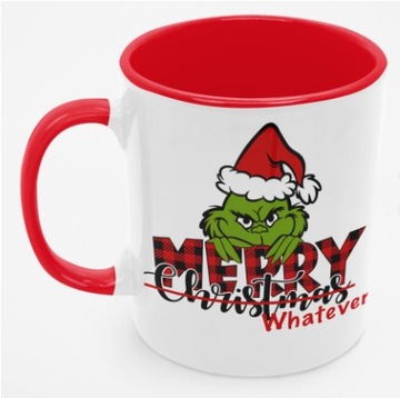 Kubek świąteczny Grinch - Merry Christmas - WHATEVER czerwony prezent