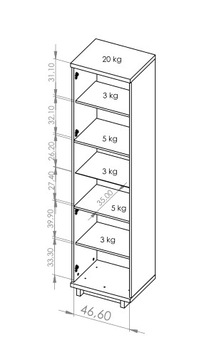 Шкаф-витрина 50 см AMALFI - ARTISAN + MATT BLACK