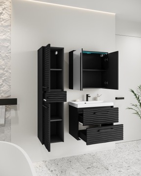 Черная мебель для ванной комнаты CANADA WASHBASIN, ЗЕРКАЛО, фасады МДФ/мягкое закрывание