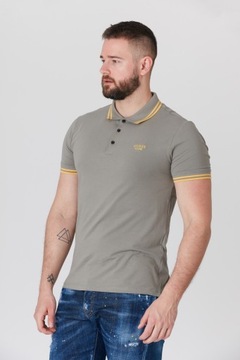 GUESS Khaki koszulka polo z wyszywanym logo S