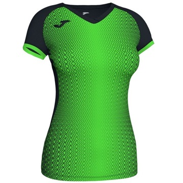 Koszulka z krótkim rękawem damska Joma Supernova M czarno-zielona wygodna