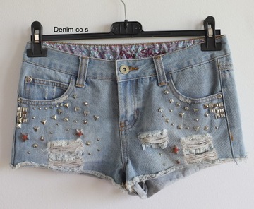Denim co szorty spodenki dziury przetarcia s 36