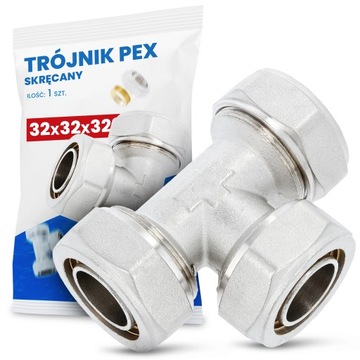 TRÓJNIK PEX 32x32x32 SKRĘCANY ZŁĄCZKA RUR ROZDZIELACZ OGRZEWANIA PODŁOGÓWKI