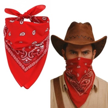 BANDAMKA chusta czerwona OZDOBNA pirat KOWBOJ bandana