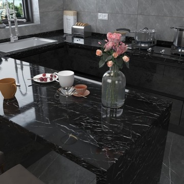 Самоклеящиеся мраморные черные кухонные обои