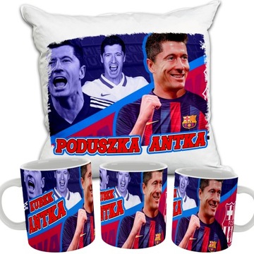 ZESTAW KUBEK + PODUSZKA LEWANDOWSKI RL9 BARCA IMIĘ