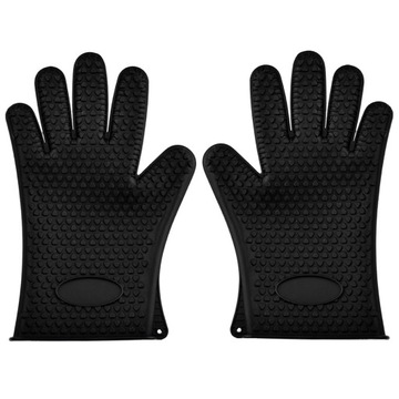 Силиконовые жаропрочные перчатки для гриля, черные