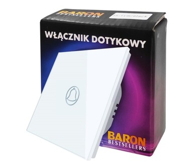 DZWONEK Włącznik Dzwonka DOTYKOWY SZKŁO BIAŁY LED