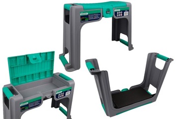 KRZESEŁKO DO PLEWIENIA pielenia PODKŁADKA klęcznik SCHOWEK +NARZĘDZIA 3 szt