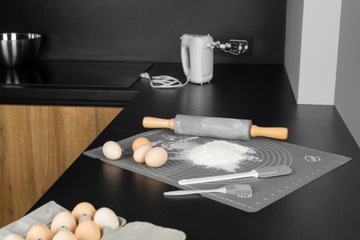 КОВРИК СИЛИКОНОВЫЙ ДЛЯ ЗАМЕШИВАНИЯ ТЕСТА, АНТИПРИГАРНЫЙ, 60х40 СЕРЫЙ