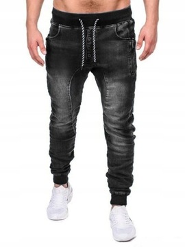 JEANSY JOGGERY MĘSKIE SPODNIE BOJOWKI JEANSOWE