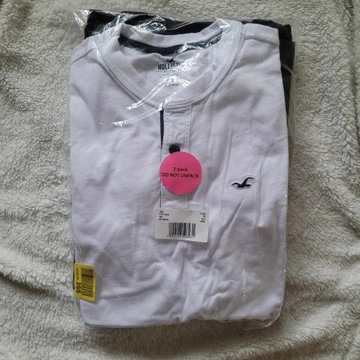 3x t-shirt Abercrombie Hollister koszulka L 3PAK guziki henley1