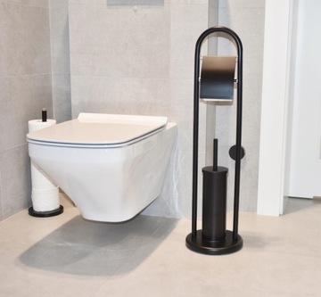 Подставка для туалетной щетки и держатель для бумаги, черный лофт