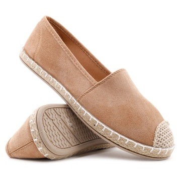 CAMELOWE ESPADRYLE DAMSKIE TENISÓWKI WSUWANE PÓŁBUTY WKŁ. EKOSKÓRA WYGODNE