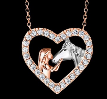 Детское ожерелье Лошадь Лошадь в сердце Сердце Золото Розовый Милый Красивый