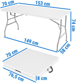 Zestaw mebli cateringowych składanych 6-osobowy biały stół 150 cm i krzesła