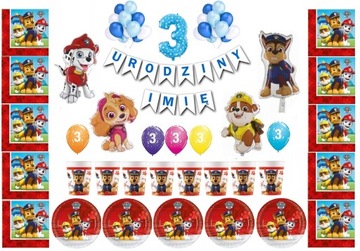 Zestaw Psi Patrol Balony 3 Urodziny Chase Skye