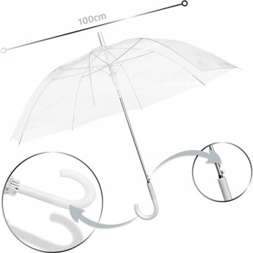 WEISNER ПРОЗРАЧНЫЙ ЗОНТ ПРОЗРАЧНЫЙ СВАДЕБНЫЙ ЗОНТ БЕЛАЯ РУЧКА