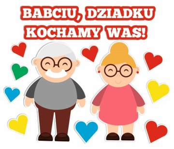 Dekoracja Dzień Babci i Dziadka DUŻA +NAPIS+SERCA