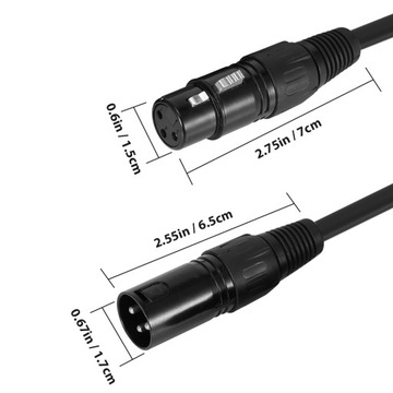 Кабель XLR длиной 1 м/3,3 фута Кабель освещения сцены DMX, 3-контактный