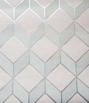 TAPETA WINYLOWA GEOMETRYCZNA SZARO RÓŻOWE ROMBY