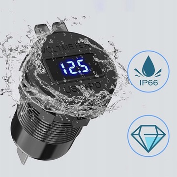 Автомобильный вольтметр USB зарядное устройство QC3.0 2PD 20W