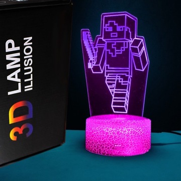 3D светодиодный USB-ночник + пульт дистанционного управления Игра Minecraft