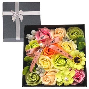 Róże mydlane kwiaty pachnące flower box na prezent