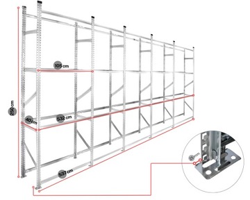 STOJAK NA OPONY REGAŁ NA KOŁA ZESTAW 5x NA 80 SZT 235 mm METALOWA PÓŁKA MAG