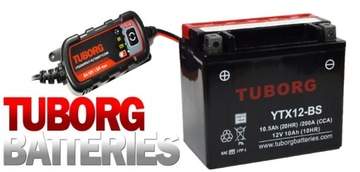 Akumulator Tuborg YTX12-BS AGM 12V 10.5Ah 200A MOCNY + ŁADOWARKA
