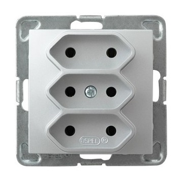 Gniazdo potrójne EURO GP-3Y/m/18 Elektryczne ścienne Ospel srebrny