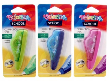 COLORINO SCHOOL KOREKTOR W TAŚMIE 6 METRÓW RÓŻNE KOLORY