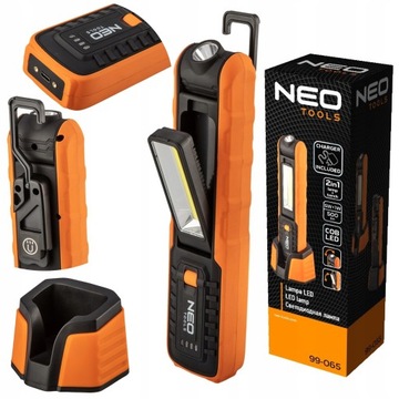 СВЕТИЛЬНИК NEO ДЛЯ МАСТЕРСКОЙ 500 лм COB аккумулятор + цоколь + зарядное устройство