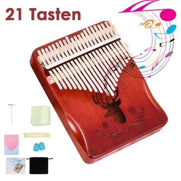 Kalimba drewniana INSTRUMENT AFRYKAŃSKI MUZYCZNY PIANINO 21 mahoń