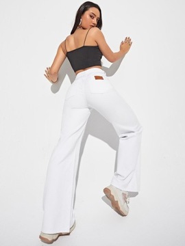 Shein NI3 vgu białe spodnie jeans szerokie nogawki wysoki stan XS