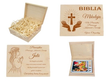 Pudełko Biblia kuferek wspomnień prezent komunia