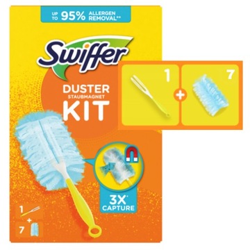 ZESTAW Rączka Uchwyt + 7x miotełki do kurzu Zapas SWIFFER DUSTER KIT