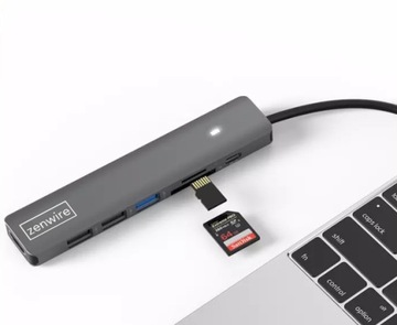 АДАПТЕР-концентратор USB-C РАЗВЕТВИТЕЛЬ 7 В 1 HDMI 4K USB 3 SD Macbook M1 M2 M3 PRO AIR