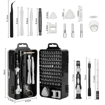 UNIWERSALNY ZESTAW ŚRUBOKRETÓW PRECYZYJNYCH SOLIDNE TORX 115 W 1 BITY GSM