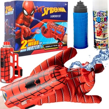 SPIDERMAN RĘKAWICA WYRZUTNIA SIECI WODY RĘKAWICZKA SPIDERMANA ZESTAW 2w1